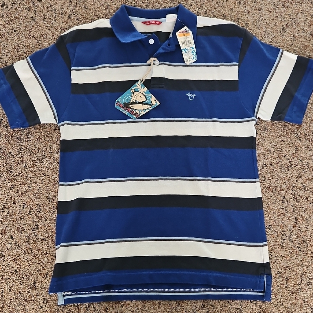 UNIONBAY Navy and White Striped Kids Polo 100% Cotton